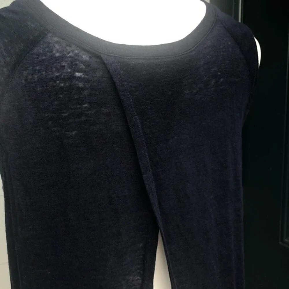 Cupcakes & Cashmere Linen Navy Open Back Tank